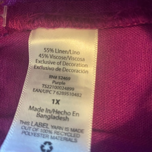 Women’s plus size 1x linen shorts purple color NWT - Picture 6 of 6